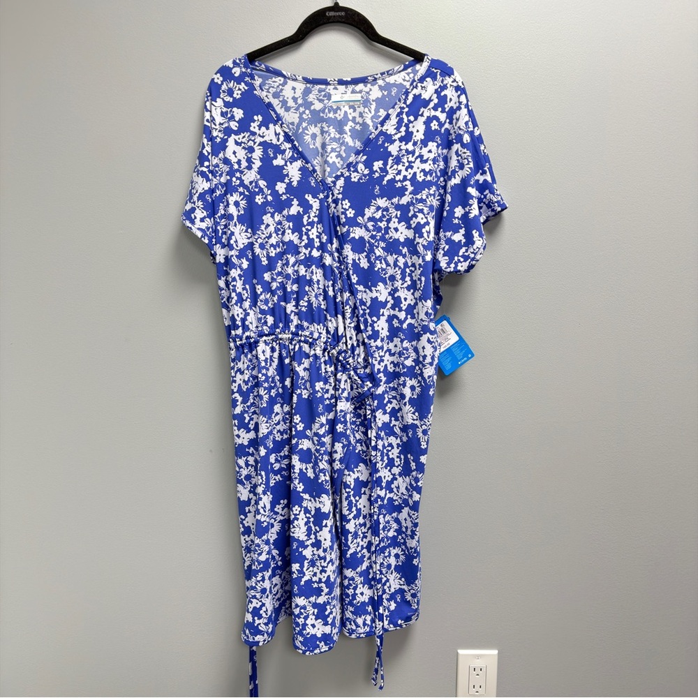 Columbia Sportswear PFG Chill River Wrap Dress Blue-WH Vacay/Sport Sz 2XL- NWT